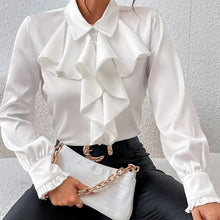Load image into Gallery viewer, Women’s Ruffled Collared Blouse | Long Sleeve Dressy Work Top
