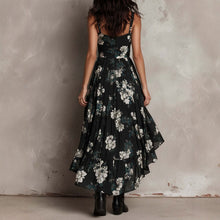 Load image into Gallery viewer, Printed Deep V-Neck Camisole Maxi Dress – High-Waist High-Slit Vacation Dress for Women
