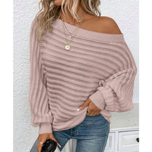 Load image into Gallery viewer, Off-Shoulder Batwing Sweater – Loose Knit Pull-Over for Fall
