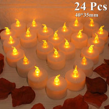 Load image into Gallery viewer, 6/24Pcs Flameless LED Candles Electric Fake Candle Battery Operated LED Tea Lights in Warm White for Wedding Table Festival Celebration Halloween Tea Light Creative Lamp Battery Powered Home Wedding Birthday Party Decoration Lighting
