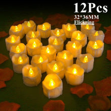 Load image into Gallery viewer, 6/24Pcs Flameless LED Candles Electric Fake Candle Battery Operated LED Tea Lights in Warm White for Wedding Table Festival Celebration Halloween Tea Light Creative Lamp Battery Powered Home Wedding Birthday Party Decoration Lighting

