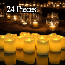 Load image into Gallery viewer, 6/24Pcs Flameless LED Candles Electric Fake Candle Battery Operated LED Tea Lights in Warm White for Wedding Table Festival Celebration Halloween Tea Light Creative Lamp Battery Powered Home Wedding Birthday Party Decoration Lighting
