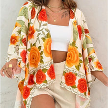 Load image into Gallery viewer, Women’s Printed Cardigan Top with Drop Shoulder Sleeves
