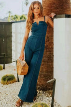 Load image into Gallery viewer, Spaghetti Strap Wide : Leg Denim Jumpsuit
