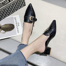 Load image into Gallery viewer, Women's Retro Pointed Toe Mid-Heel Closed-Toe Mules
