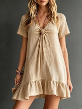 Load image into Gallery viewer, Women's V-Neck Short-Sleeve Midi Dress – Ice Silk Crepe Loose Casual
