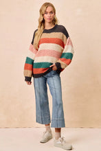 Load image into Gallery viewer, BiBi Stripes Color Block Chunky Sweater

