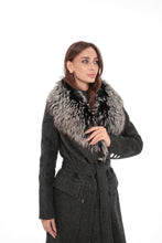 Load image into Gallery viewer, Genuine Silver Fox Cashmere Blend Coat
