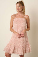 Load image into Gallery viewer, Feather Ruffle Hem Mini Cami Dress For Women – Ruffled Mini Dress, Cami Dress, Flatterting, Feather Detail Dress, Playful Mini Dress, Warm Weather Dress
