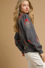Load image into Gallery viewer, Umgee Single Flower Stem Jacquard Sweater
