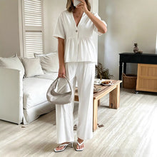 Load image into Gallery viewer, Women's V-Neck Loose Short-Sleeve Top &amp; Wide-Leg Pants Set
