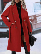 Load image into Gallery viewer, Womens Winter Coat Trend Lapel Double-breasted Trench Coat With Belt Winter Fashion Solid Color Long Jacket Outwear Women Clothing Notched Lapel Collar Double Breasted Pea Coat Winter Wool Blend Over Coats Long Jackets

