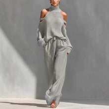 Load image into Gallery viewer, Women's Long-Sleeve Turtleneck Top &amp; Pants Set – Elegant 2-Piece
