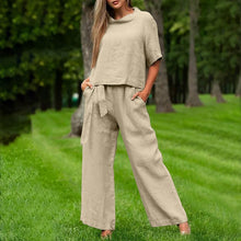 Load image into Gallery viewer, Round-Neck 3/4 Sleeve Top &amp; Pants Two-Piece Set – 6 Colors, S–XXL
