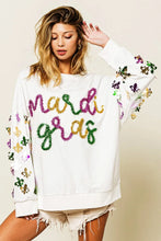 Load image into Gallery viewer, BiBi Fleur De Lis Sleeve Mardi Gras Pullover
