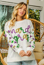 Load image into Gallery viewer, BiBi Fleur De Lis Sleeve Mardi Gras Pullover
