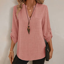 Load image into Gallery viewer, Womens Casual Summer Shirts Notch V Neck Blouses
