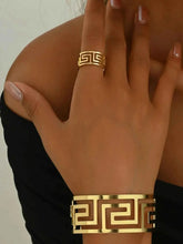Load image into Gallery viewer, 18K Gold-Plated Stainless Steel : Geometric Bracelet and Ring Jewelry Set
