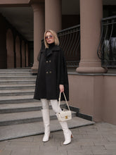 Load image into Gallery viewer, Paris Cashmere Bland Cape Coat in Black

