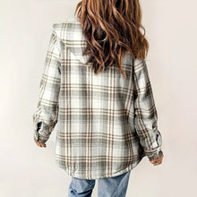 Load image into Gallery viewer, Women's Plaid Button-Up Long Sleeve Jacket

