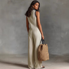 Load image into Gallery viewer, Women’s Simple Linen-Blend Sleeveless Jumpsuit
