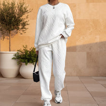 Load image into Gallery viewer, Women's Cable-Knit Texture Sweatshirt &amp; Jogger Pants Set
