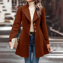 Load image into Gallery viewer, Women’s Winter Overcoat — Lapel Collar, Single-Breasted, Long Pea Coat
