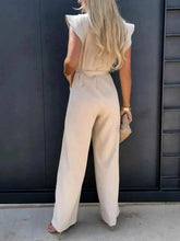 Load image into Gallery viewer, Ruffled Round Neck : Cap Sleeve Jumpsuit
