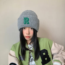 Load image into Gallery viewer, Loose Big-Head Woolen Cap with Letter Design — Oversize Winter Wool Hat
