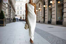 Load image into Gallery viewer, Women's Satin Off-Shoulder Slim-Fit Maxi Dress
