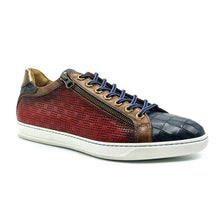 Load image into Gallery viewer, 65-209-RED BREZZA Calfskin &amp; Embossed Crocodile Sneaker, Red
