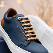 Load image into Gallery viewer, 65-229-NVY Diaz Rubberized Calfskin Sneaker Navy
