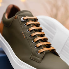Load image into Gallery viewer, 65-229-OLV Diaz Rubberized Calfskin Sneaker Olive Green
