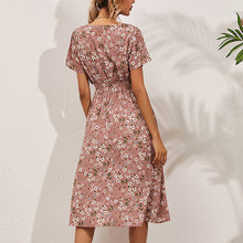 Load image into Gallery viewer, V-Neck Floral Print A-Line Satin Maxi Dress | 8 Colors
