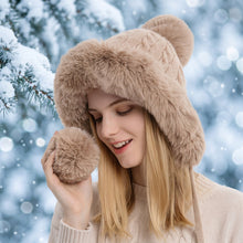 Load image into Gallery viewer, Triple Pom-Pom Fleece Knit Hat with Ear Straps

