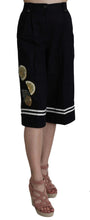Load image into Gallery viewer, Dolce &amp; Gabbana Black Cotton Cropped Embellished Pants
