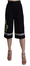 Load image into Gallery viewer, Dolce &amp; Gabbana Black Cotton Cropped Embellished Pants
