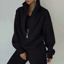 Load image into Gallery viewer, Women's Full-Zip Cropped Sweatshirt &amp; Wide-Leg Pants Fleece Two-Piece Set
