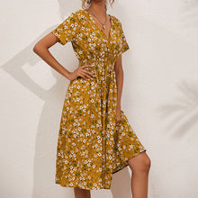 Load image into Gallery viewer, V-Neck Floral Print A-Line Satin Maxi Dress | 8 Colors
