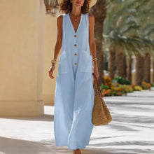 Load image into Gallery viewer, Women's Sleeveless Wide-Leg Jumpsuit with Button Pockets
