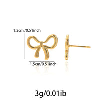 Load image into Gallery viewer, Lxalry 18K Gold Plated Bow Earrings Symmetrical Mirror Finish Stainless Steel Jewelry Hypoallergenic Tarnish Free Luxury Gift for Women Wife Mom Handcrafted Everyday Special Occasion Elegance
