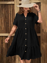 Load image into Gallery viewer, Plus-Size Button-Front V‑Neck Midi Dress
