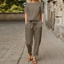 Load image into Gallery viewer, Wide-Leg Pants Two-Piece Set – Solid Color Casual Lounge Suit
