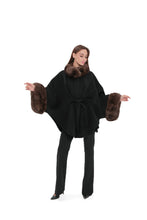 Load image into Gallery viewer, Genuine Polar Fox Fur Double Face Wool Poncho
