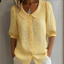 Load image into Gallery viewer, Women's Loose-Fit Retro 3D Embroidered Floral Shirt – Buttoned Casual Top
