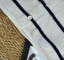 Load image into Gallery viewer, Women’s Knit Button Cardigan with Striped Short Sleeves
