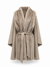 Load image into Gallery viewer, Luxury Double-Face Wool Poncho with Scandinavian Mink Fur
