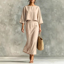 Load image into Gallery viewer, High Waist Long Skirt &amp; 3/4 Sleeve Loose Top Set
