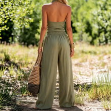 Load image into Gallery viewer, Halter Neck Sleeveless Top &amp; Loose Wide Leg Pants Two-Piece Set
