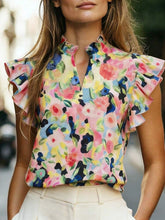 Load image into Gallery viewer, Women's Retro Ruffle-Trim Printed Sleeveless Top
